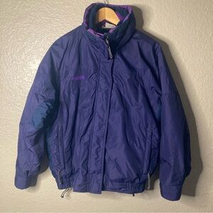 VTG Columbia Bugaboo Women's Jacket Purple Size Large Full Zip Snap Windbreaker